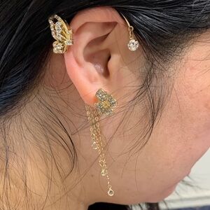 Gold Butterfly Chain Earrings